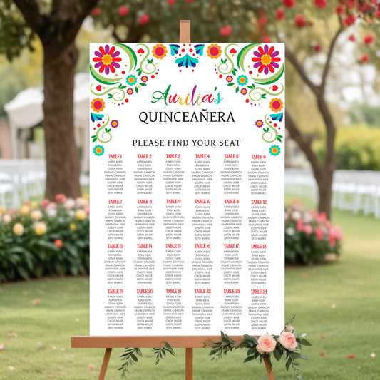 Editable Fiesta Mexican Floral Quinceañera Seating Chart