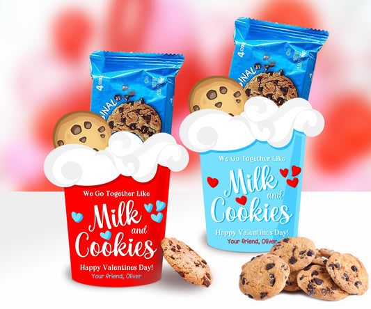 Editable Cookies and Milk Valentine's Day Cards For Kids Classroom